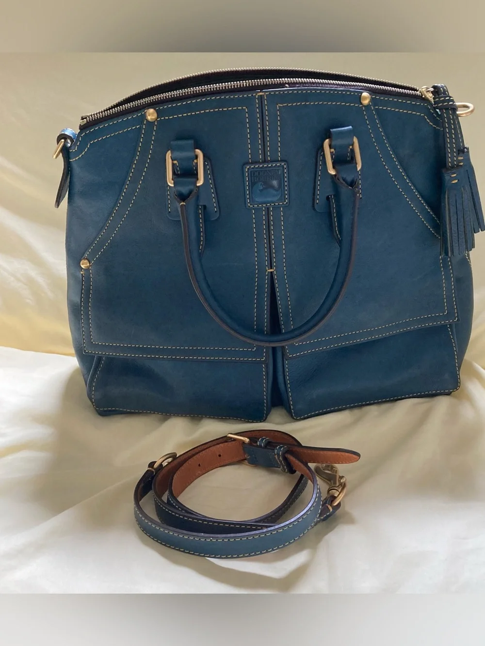 Dooney & Burke leather florentine clayton satchel teal